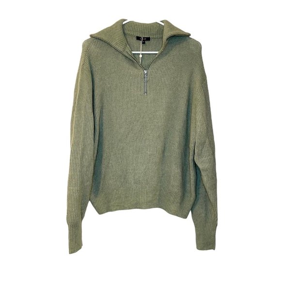 Quince Sweaters - Quince Sage Green Alpaca-Merino Wool Quarter Zip Pullover Sweater Oversize S NEW